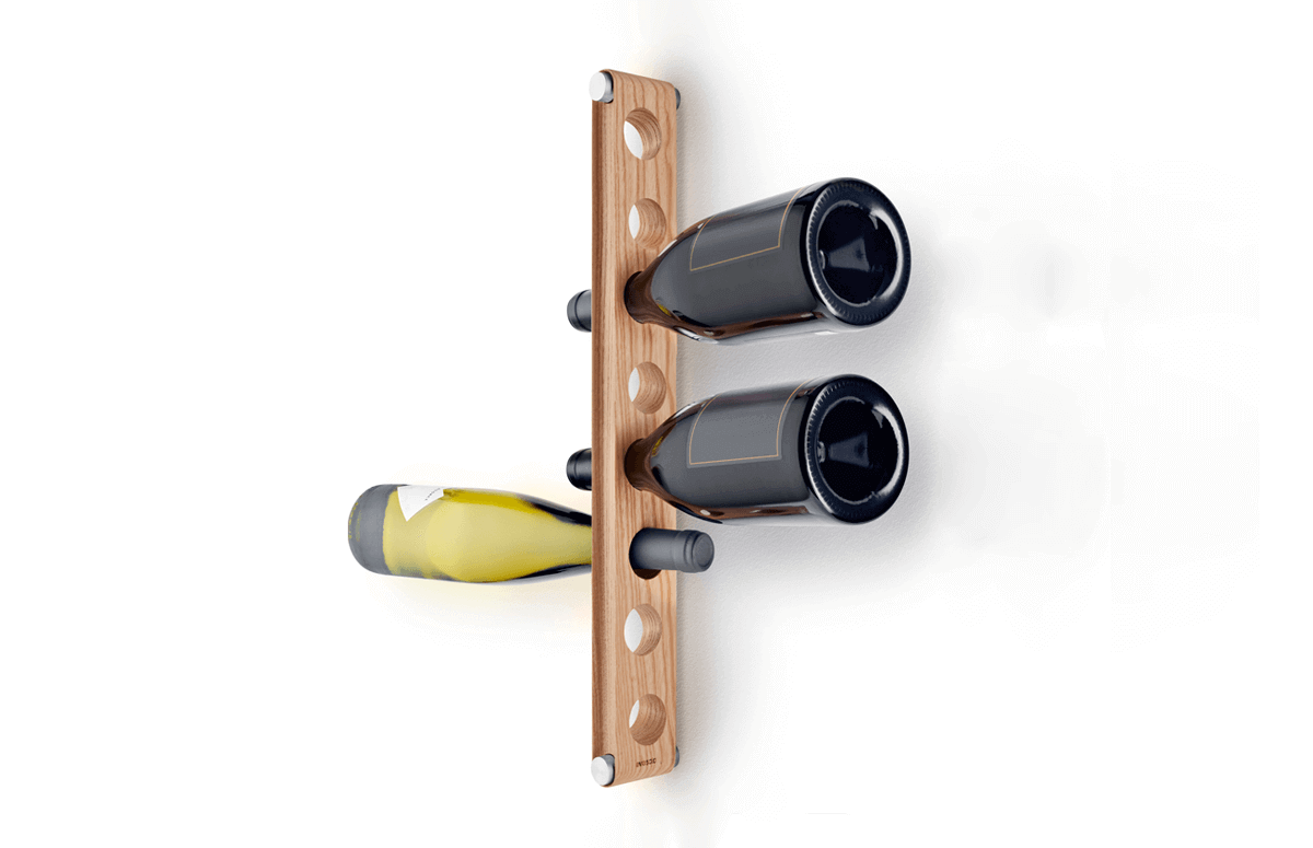 Dębowy stojak na 8 butelek wina montowany do ściany