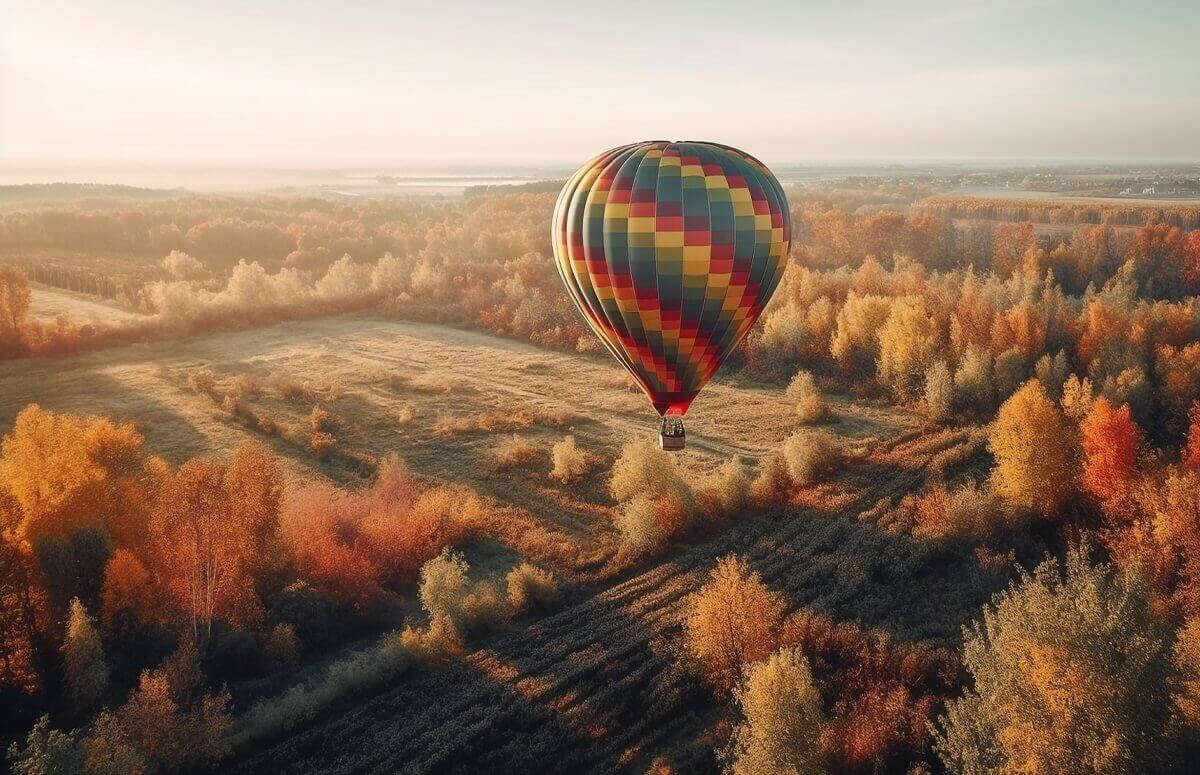 Widokoy lot balonem na gorąze powietrza w okolicach Łodzi i Warszawy