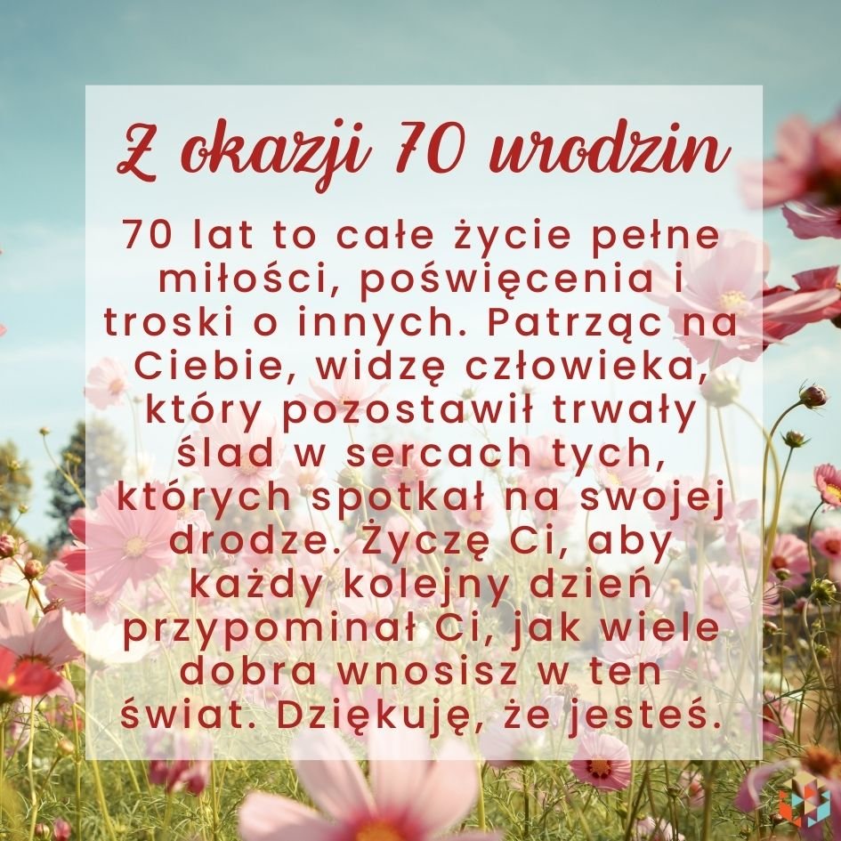 Wzruszające życzenia na 70 urodziny — piękny obrazek do pobrania